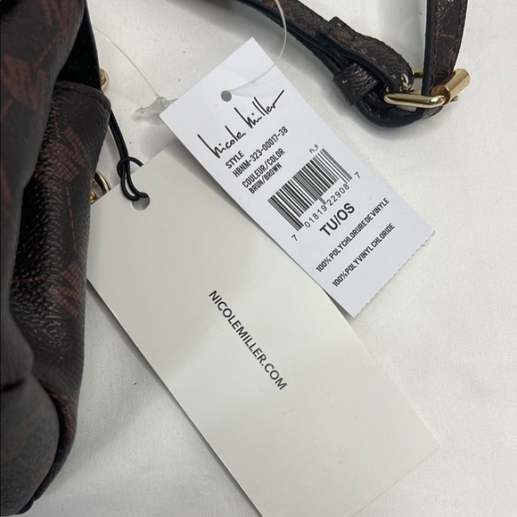 Nicole Miller Brown and Gold Crossbody Bag with Elegant Chain Strap NWT - Picture 7 of 7